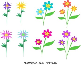 Mix of Flowers and Shapes Vector