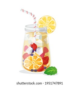 Mix fresh fruits juice in a glass - carbonated drink .