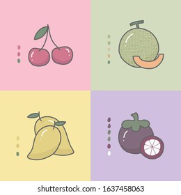 Mix Fruit Cherry Cantaloupe Mango Mangosteen