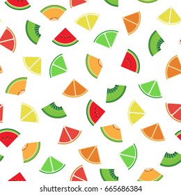 Mix fruit graphic design sliced in triangle pieces and arranged into seamless pattern background.