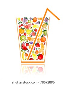 Mix of fruit juice in glass for your design