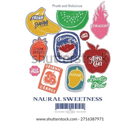 Mix fruit set design for t shirt, posters, stickers, background and others. 