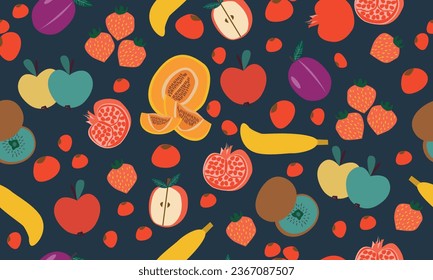 Mix of fruits colorful background vector illustration.