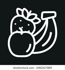 Mezcla el contorno del icono de frutas sobre fondo negro.