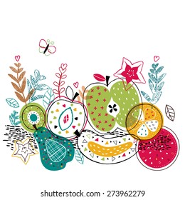 mix fruits illustration