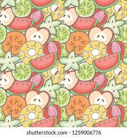 Mix fruits seamless pattern background