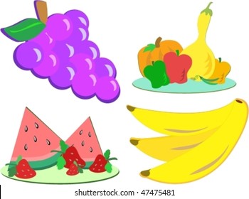 Mix of Fruits and Vegetables Vector