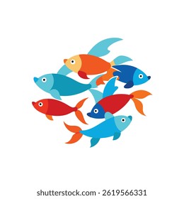 mix guppy fish on white background