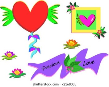 Mix of Hearts, Banner, Flower, and Frame