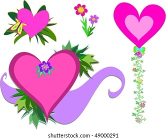 Mix of Hearts and Decorations Vector