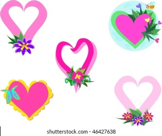 Mix of Hearts and Plants Vector