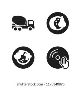 mix icon. 4 mix vector icons set. fruits, concrete truck and vinyl icons for web and design about mix theme
