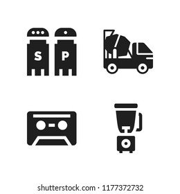 mix icon. 4 mix vector icons set. concrete mixer, salt and pepper and mixer icons for web and design about mix theme