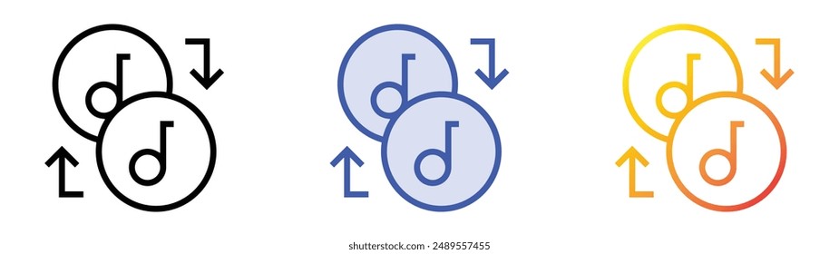 Symbol mischen. Lineares, blaues Füllungs- und Verlaufsstil-Design auf weißem Hintergrund