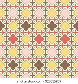Mix of islamic pattern and tartan. Geometric floral seamless pattern. Yellow vector abstract.