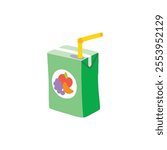 Mix juice carton box with drinking straw isolated on white background. Beverage box vector illustration.