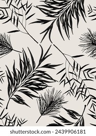 Mix of leaves print. Digital illustration with elements of nature. Perfect for fabrics, wallpaper, home fashion, interior design, clothing.