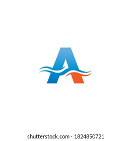Mix of letter A with wave design concept