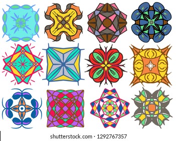 Mix mandala or flower geometrical patterns vector graphic design.