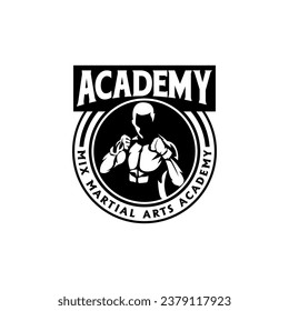 Mix Martial Art Academy Karate Fighter Logo Template Vector