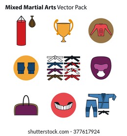 Mix Martial Arts Icons Set. Vector Illustration.