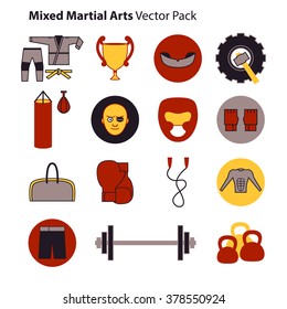 Mix Martial Arts Icons Set. Vector Illustration.