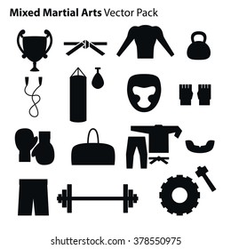 Mix Martial Arts Icons Set. Vector Illustration.