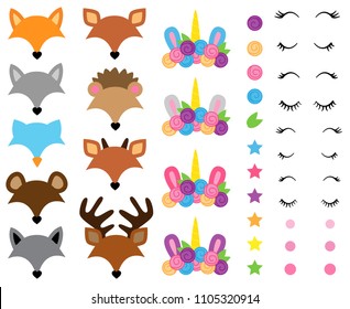 Mix and Match Animal Faces - Create Whimsical Animal Faces by Mix and Matching Heads, Eyes and Accessories