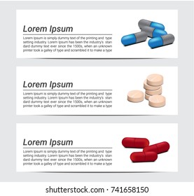 Mix Medicine Pills With Text Background Banner Vector Design 