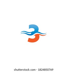 Mix of number 3 with wave design concept