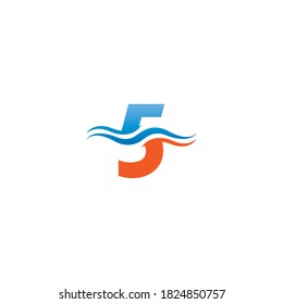 Mix of number 5 with wave design concept