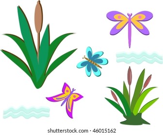 Mix of Pond Life Vector