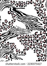 mix print leopard zebra seamless animal pattern vector texture for textile, fashion