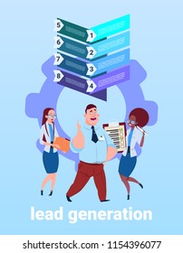 mix race business team processing sales funnel with steps stages business infographic. purchase diagram concept over blue background copy space flat design vector illustration