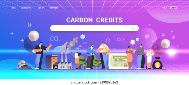 mix race businesspeople controlling responsibility of co2 emission free trading carbon tax credit environment strategy