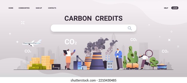 mix race businesspeople controlling responsibility of co2 emission free trading carbon tax credit environment strategy