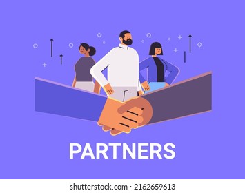 mix race businesspeople shaking hands with each other handshake successful deal agreement partnership cooperation