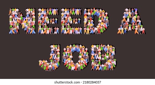 mix race jobless people crowd against dismissal unemployment ned a job concept