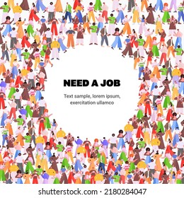mix race people crowd against dismissal unemployment job search concept jobless men women standing together