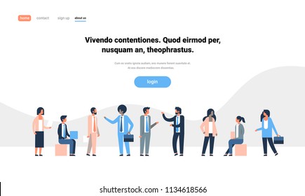 mix race people group character communicating concept white background full length horizontal banner copy space flat vector illustration