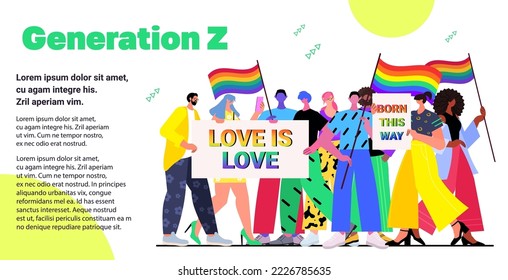 Mix-Rennen Menschen, die lgbt Regenbogen Flaggen schwul lesbische Liebesparade Priesterfestival transgender love Generation z Lifestyle