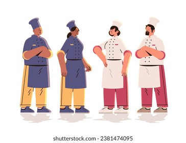 mix race professional restaurant culinary chefs or bakers in uniform food industry workers happy labor day celebration concept