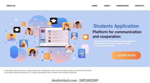 mix race students group discussing during online video call on laptop screen virtual conference education day live webinar e-learning