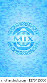 Mix realistic light blue mosaic emblem