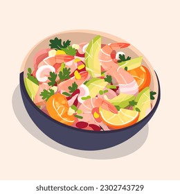 Mix of Sea food peruvian ceviche illustration