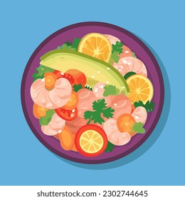 Mix of Sea food peruvian ceviche vector illustration