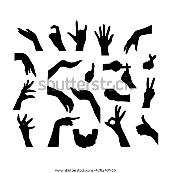 Mix Set Hand Silhouettes Stock Vector (royalty Free) 478249966