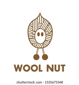 a mix shape between a walnut, a band of wool and a cartoonish sheep