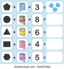 Mix shape, color and count - Draw and paint - Worksheet for education