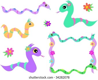 Mix of Snakes and Flowers Vector